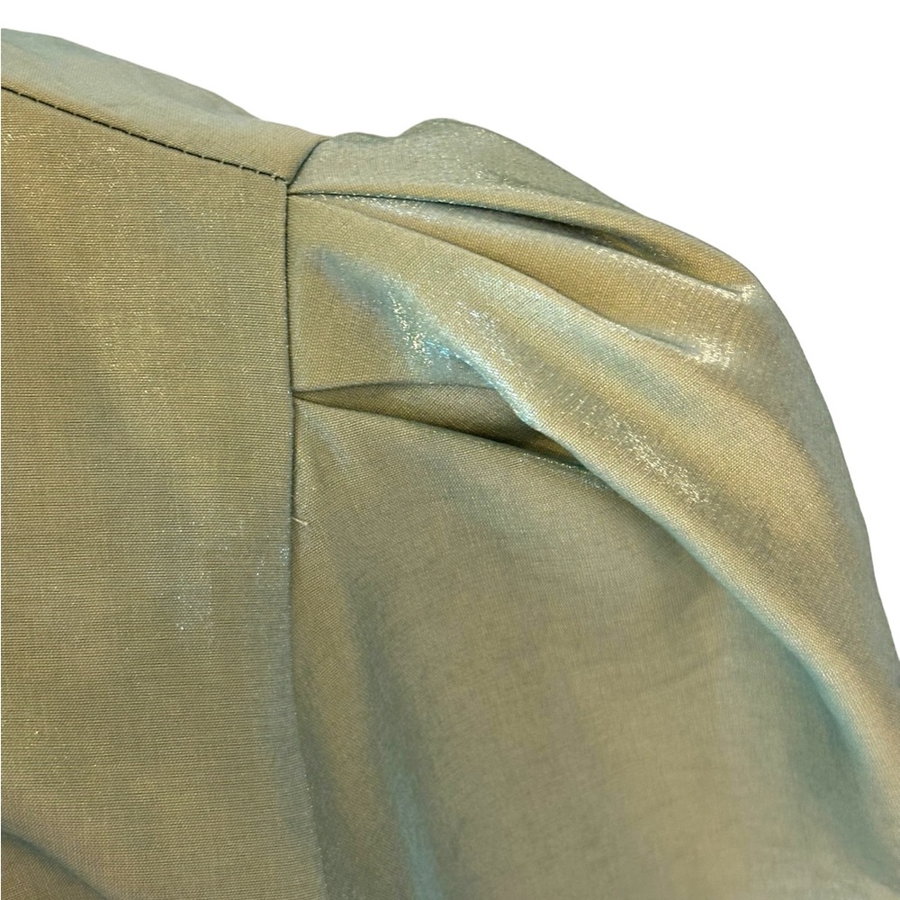 Green Metallic Sheen Belted Jacket - Picture 11 of 15